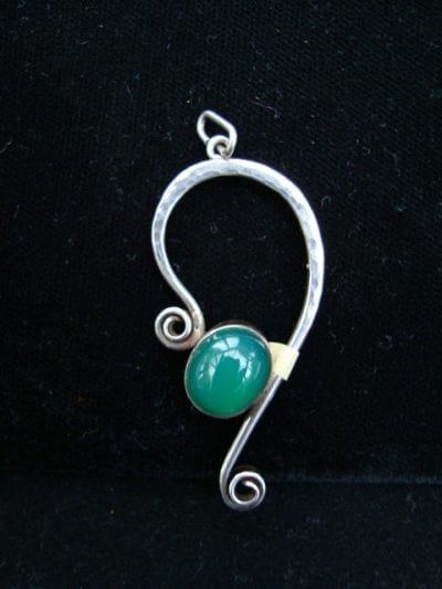 1960spendant 1960s Silver-Chrysoprase Pendant