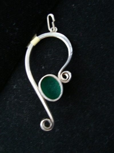 1960spendant2 1960s Silver-Chrysoprase Pendant