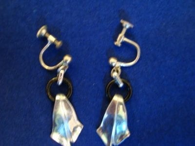 20schromeearings4 Art Deco 1920s Chrome and Glass Screw Earrings