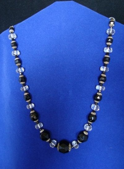 20scrystalbeads 1920s Long French Jet Black and Crystal Glass Beads