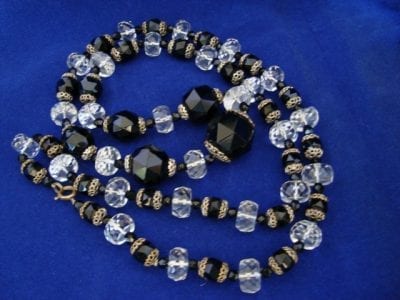 20scrystalbeads4 1920s Long French Jet Black and Crystal Glass Beads