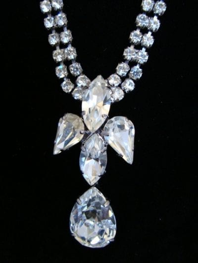 50ssparkly2 1940s-1950s Clear Rhinestone Sparkly Necklace
