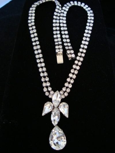 50ssparkly4 1940s-1950s Clear Rhinestone Sparkly Necklace