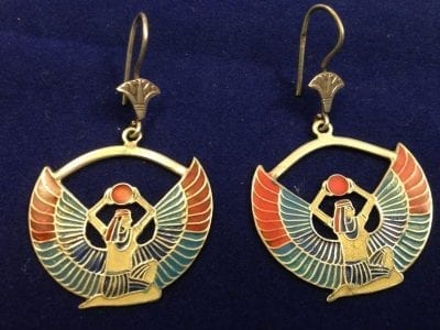 IMG 05661 scaled Sterling Silver Enamel Egyptian Revival Earrings