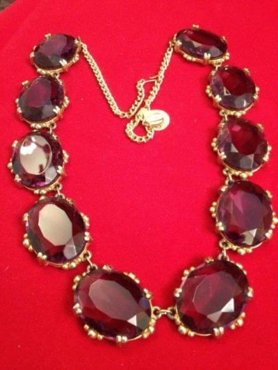 IMG 06741 1950s Purple Glass large stone Necklace-Huge
