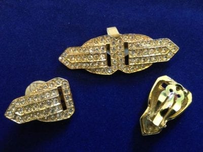 IMG 0751 1960s Sphinx Art Deco Brooch and Earrings