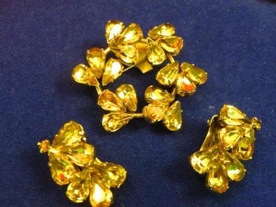 IMG 0829 Wiesner Citrine 1950s Brooch Earrings set