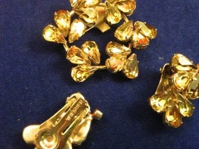 IMG 0830 Wiesner Citrine 1950s Brooch Earrings set