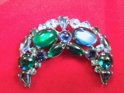 IMG 0850 1950s Weiss Designer Half Crescent Brooch