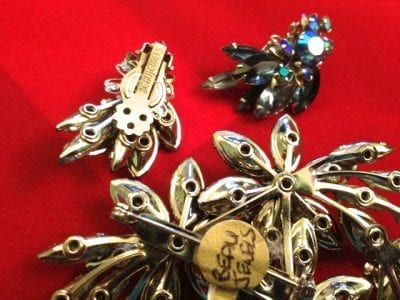 Beau Jewels 1950 s Blue Brooch Earrings Set SOLD Jewels Past Vintage Costume Jewellery