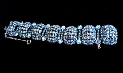 arorabluestyle 1950s Hobe Blue AB Stone Pillow style Bracelet