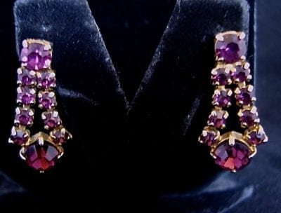 burgundywinenecklace3 1950s Burgundy Wine Drip Necklace and Earrings Parure