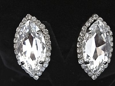 clearrhinestone2 1950s Vintage Huge Clip Earrings-Clear Rhinestones