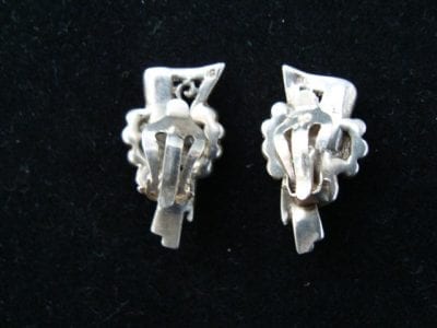 clipearings2 1930 1940 Silver Marcasite Clip Earrings