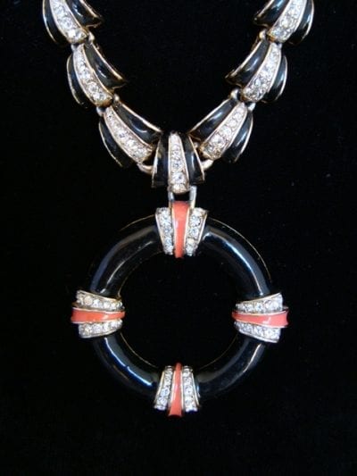enamelledrevival 1970s 1980s D Orlan Enamelled Necklace and Earrings