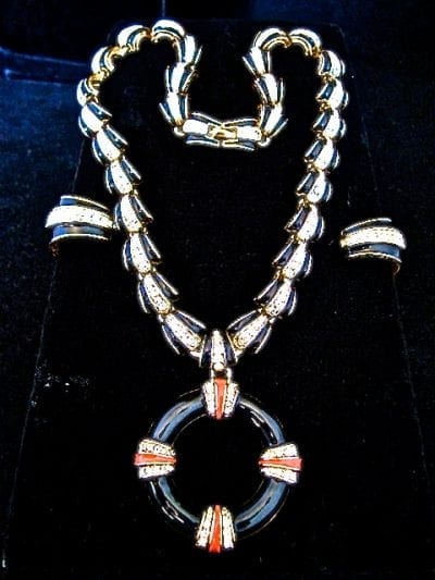 enamelledrevival4 1970s 1980s D Orlan Enamelled Necklace and Earrings