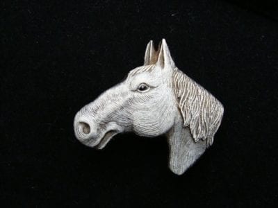 horseheadbrooch 1930s Celluloid Horses Head Brooch