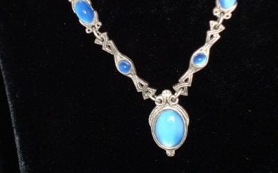 miracle necklace 1950s Miracle Celtic-blue glass necklace