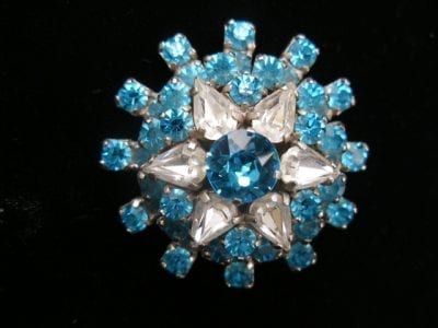 rhinestone 1950s Turquoise Rhinestone Brooch