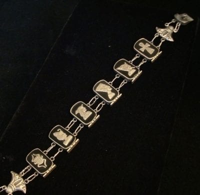 Egyptian Revival Silver/Onyx Bracelet