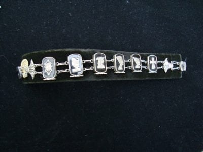 Egyptian Revival Silver/Onyx Bracelet