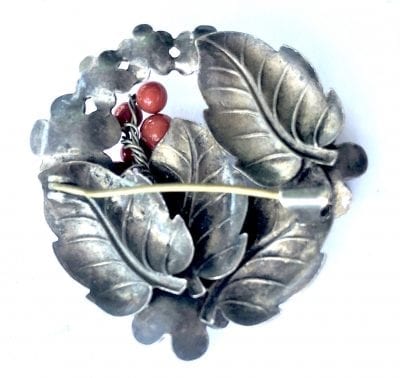 Neiger Silver Coral Brooch