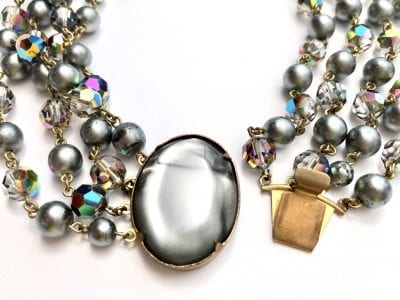 1950s Grey Pearl Collar Necklace