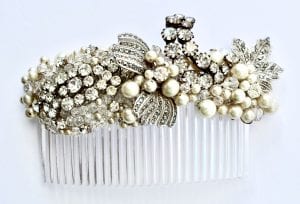Vintage Crystal and pearl hair comb