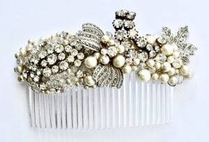 Vintage Crystal and pearl hair comb