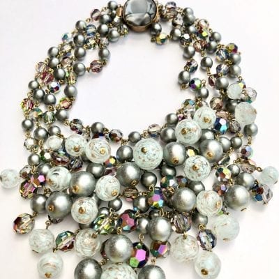 1950s Grey Pearl Collar Necklace