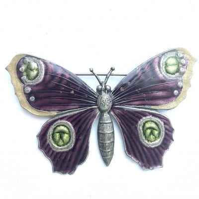 Popesco Butterfly Enamel Brooch