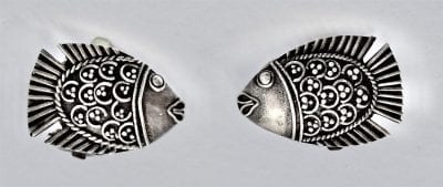 Vintage Fish Earrings Silver