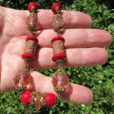 Vintage Neiger Red Enamel Necklace