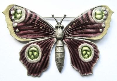 Popesco Butterfly Enamel Brooch