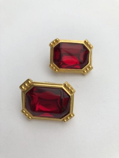 Trifari 1980s Red Earrings