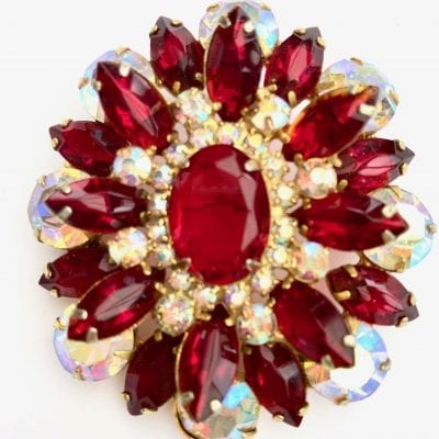 1950s Large Red Brooch