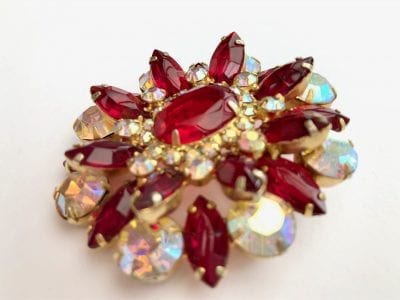 1950s Large Red Brooch