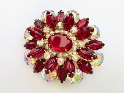 1950s Large Red Brooch