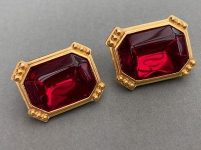 Trifari 1980s Red Earrings