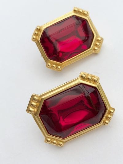 Trifari 1980s Red Earrings