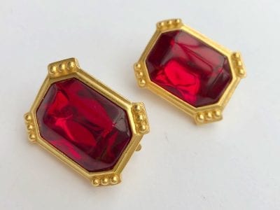 Trifari 1980s Red Earrings