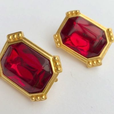 Trifari 1980s Red Earrings