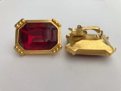 Trifari 1980s Red Earrings