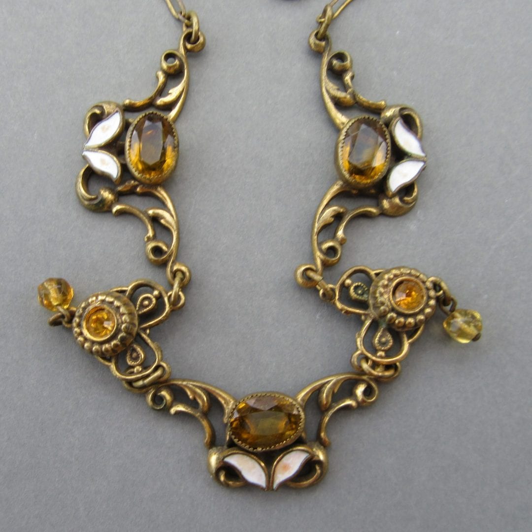 Vintage 1920's Art Deco pendant with diamonds: Description by Adin Antique  Jewelry.