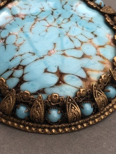 1930s Czech Turquoise Brooch