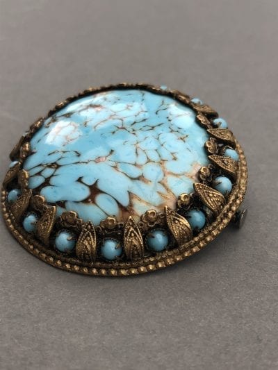 1930s Czech Turquoise Brooch