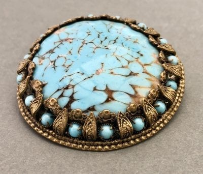 1930s Czech Turquoise Brooch