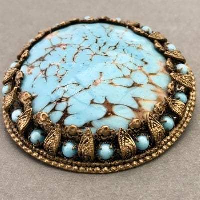 1930s Czech Turquoise Brooch