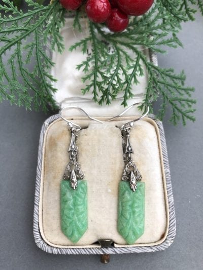 1920s Green Bakelite Earrings