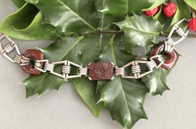 1920s Silver Carnelian Bracelet